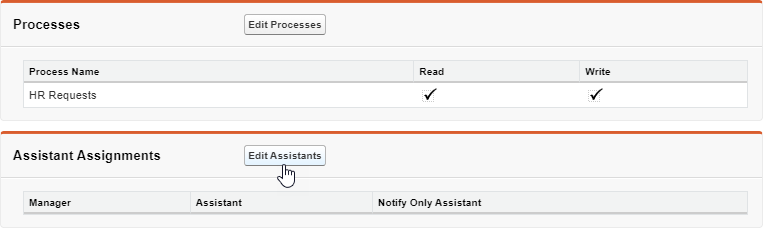 Screenshot: Selecting Edit Assistants in the Assistant Assignment section